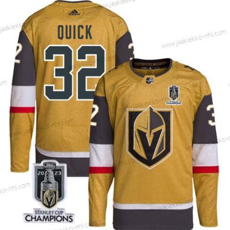 Miesten Vegas Golden Knights #32 Jonathan Quick Kulta 2023 Stanley Cup Champions Ommeltu Paita