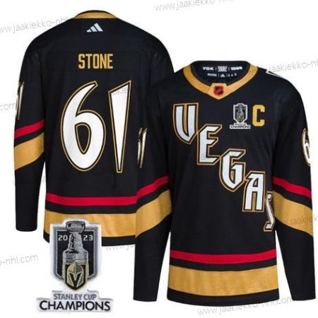 Miesten Vegas Golden Knights #61 Mark Stone Musta 2023 Stanley Cup Champions Käänteinen Retro Ommeltu Paita