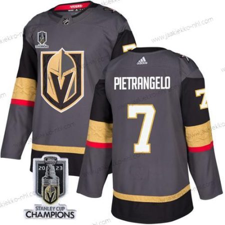 Miesten Vegas Golden Knights #7 Alex Pietrangelo Harmaa 2023 Stanley Cup Champions Ommeltu Paita