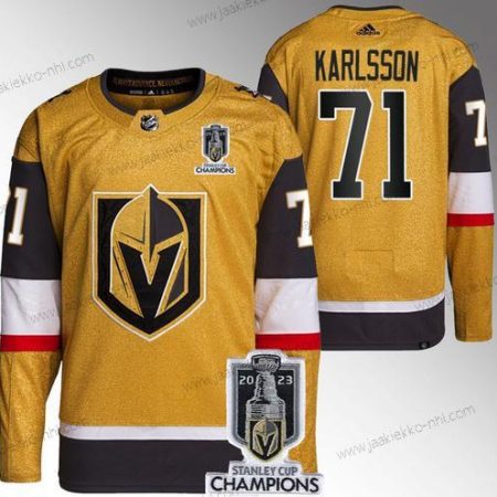 Miesten Vegas Golden Knights #71 William Karlsson Kulta 2023 Stanley Cup Champions Ommeltu Paita