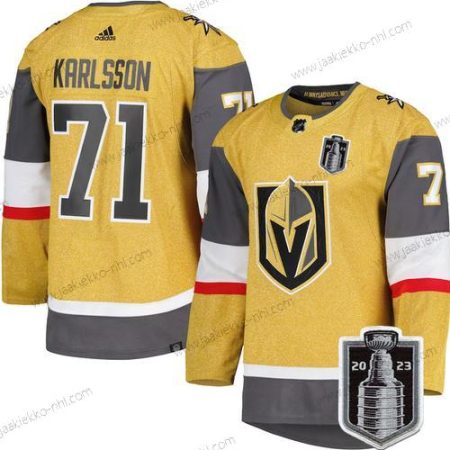 Miesten Vegas Golden Knights #71 William Karlsson Kulta 2023 Stanley Cup Final Ommeltu Paita