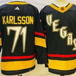 Miesten Vegas Golden Knights #71 William Karlsson Musta 2022-23 Käänteinen Retro Ommeltu Paita