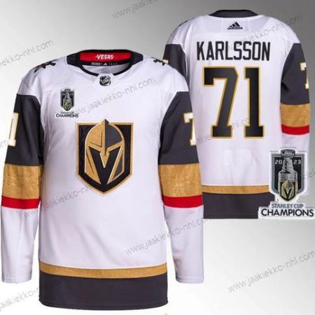 Miesten Vegas Golden Knights #71 William Karlsson Valkoinen 2023 Stanley Cup Champions Ommeltu Paita