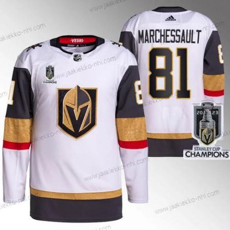 Miesten Vegas Golden Knights #81 Jonathan Marchessault Valkoinen 2023 Stanley Cup Champions Ommeltu Paita