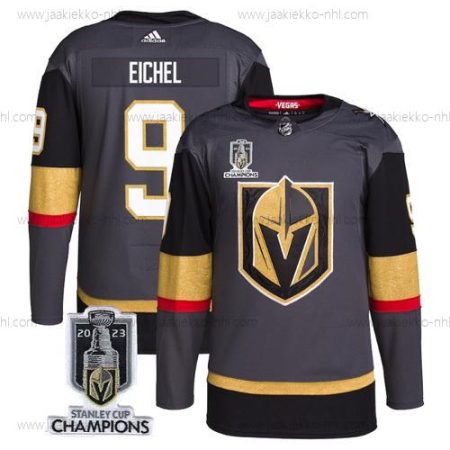 Miesten Vegas Golden Knights #9 Jack Eichel Harmaa 2023 Stanley Cup Champions Ommeltu Paita