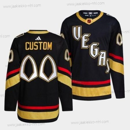 Miesten Vegas Golden Knights Mukautettu Active Pelaaja 2022 Musta Käänteinen Retro 2.0 Ommeltu Paita