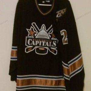 Miesten Washington Capitals #2 Ken Klee Game Worn Musta Reebok Paita