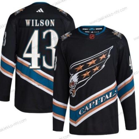 Miesten Washington Capitals #43 Tom Wilson Musta 2022-23 Käänteinen Retro Ommeltu Paita