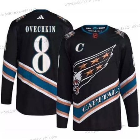 Miesten Washington Capitals #8 Alex Ovechkin Musta 2022-23 Käänteinen Retro Ommeltu Paita