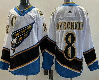 Miesten Washington Capitals #8 Alex Ovechkin Valkoinen 2021 Käänteinen Retro Aito Paita