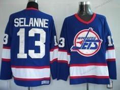 Miesten Winnipeg Jets #13 Teemu Selanne Laivastonsininen Sininen Retro CCM Paita