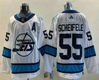 Miesten Winnipeg Jets #55 Mark Scheifele Valkoinen 2022 Käänteinen Retro Ommeltu Paita