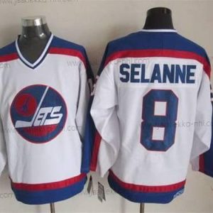 Miesten Winnipeg Jets #8 Teemu Selanne 1979-80 Valkoinen CCM Vintage Paita