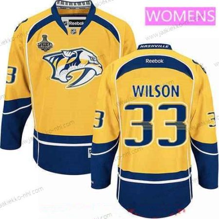 Miesten WoNashville Predators #33 Colin Wilson Keltainen 2017 Stanley Cup Finals Patch Ommeltu NHL Reebok Jääkiekko Paita