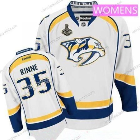 Miesten WoNashville Predators #35 Pekka Rinne Valkoinen 2017 Stanley Cup Finals Patch Ommeltu NHL Reebok Jääkiekko Paita