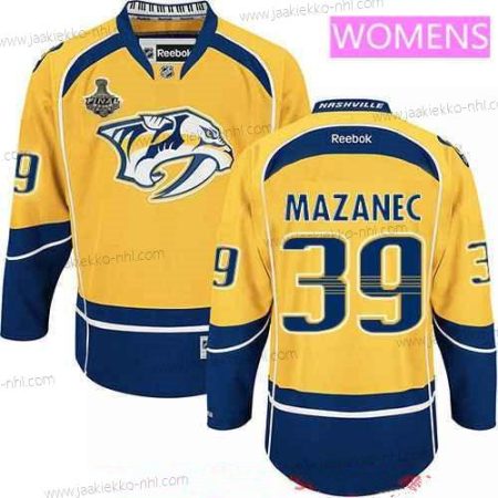 Miesten WoNashville Predators #39 Marek Mazanec Keltainen 2017 Stanley Cup Finals Patch Ommeltu NHL Reebok Jääkiekko Paita