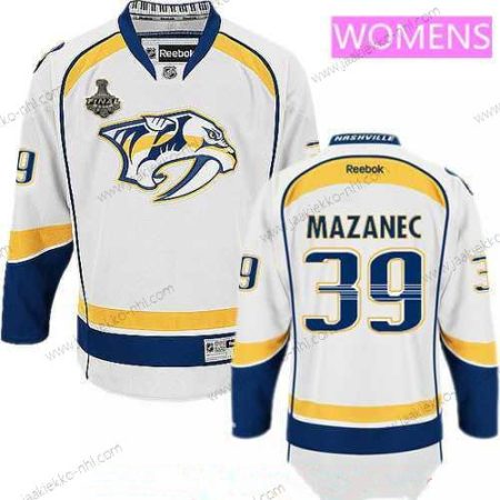 Miesten WoNashville Predators #39 Marek Mazanec Valkoinen 2017 Stanley Cup Finals Patch Ommeltu NHL Reebok Jääkiekko Paita