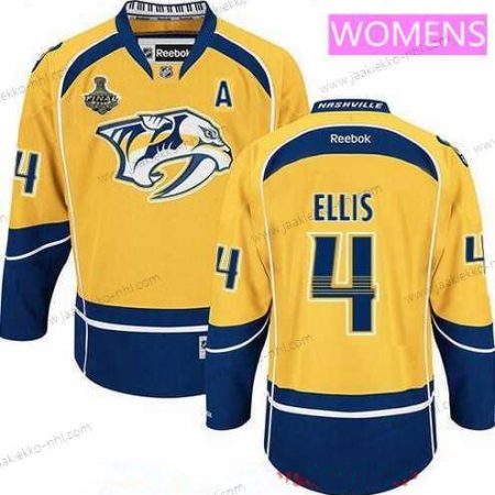 Miesten WoNashville Predators #4 Ryan Ellis Keltainen 2017 Stanley Cup Finals A Patch Ommeltu NHL Reebok Jääkiekko Paita