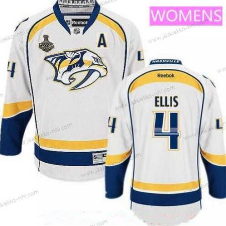 Miesten WoNashville Predators #4 Ryan Ellis Valkoinen 2017 Stanley Cup Finals A Patch Ommeltu NHL Reebok Jääkiekko Paita