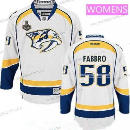 Miesten WoNashville Predators #58 Dante Fabbro Valkoinen 2017 Stanley Cup Finals Patch Ommeltu NHL Reebok Jääkiekko Paita