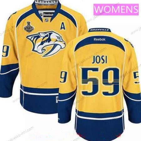 Miesten WoNashville Predators #59 Roman Josi Keltainen 2017 Stanley Cup Finals A Patch Ommeltu NHL Reebok Jääkiekko Paita