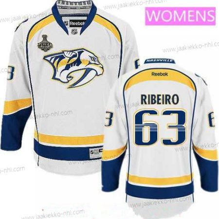 Miesten WoNashville Predators #63 Mike Ribeiro Valkoinen 2017 Stanley Cup Finals Patch Ommeltu NHL Reebok Jääkiekko Paita