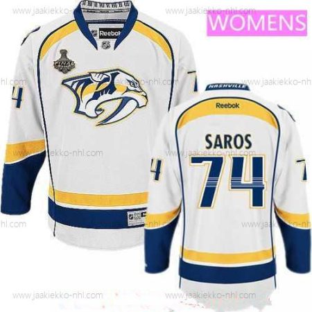 Miesten WoNashville Predators #74 Juuse Saros Valkoinen 2017 Stanley Cup Finals Patch Ommeltu NHL Reebok Jääkiekko Paita