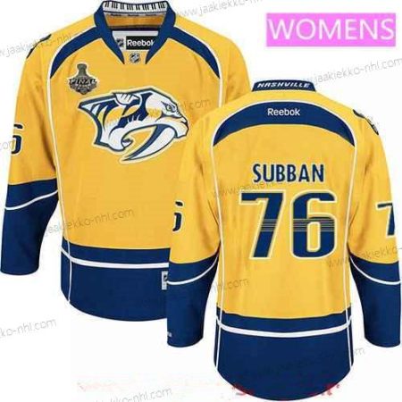 Miesten WoNashville Predators #76 P.K. Subban Keltainen 2017 Stanley Cup Finals Patch Ommeltu NHL Reebok Jääkiekko Paita