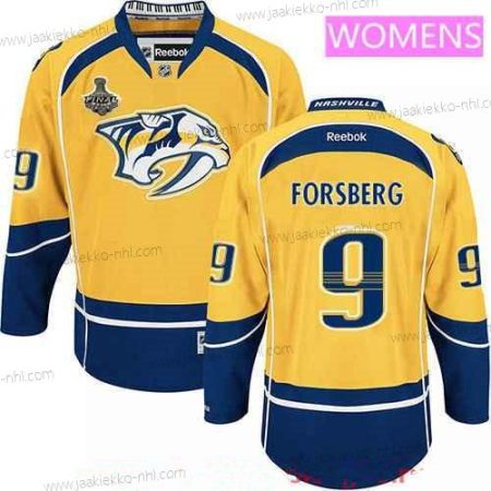 Miesten WoNashville Predators #9 Filip Forsberg Keltainen 2017 Stanley Cup Finals Patch Ommeltu NHL Reebok Jääkiekko Paita