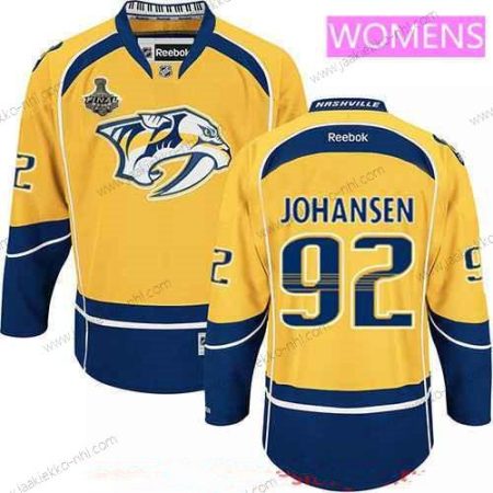 Miesten WoNashville Predators #92 Ryan Johansen Keltainen 2017 Stanley Cup Finals Patch Ommeltu NHL Reebok Jääkiekko Paita