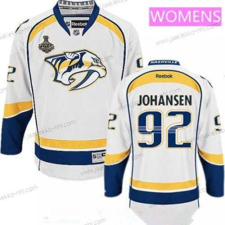 Miesten WoNashville Predators #92 Ryan Johansen Valkoinen 2017 Stanley Cup Finals Patch Ommeltu NHL Reebok Jääkiekko Paita