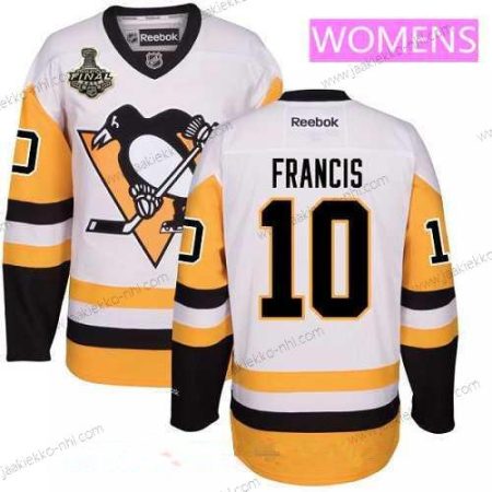 Miesten WoPittsburgh Penguins #10 Ron Francis Valkoinen Vieraspaita 2017 Stanley Cup Finals Patch Ommeltu NHL Reebok Jääkiekko Paita