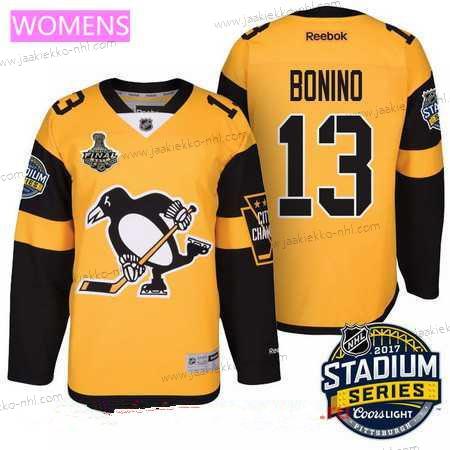 Miesten WoPittsburgh Penguins #13 Nick Bonino Keltainen Stadium Series 2017 Stanley Cup Finals Patch Ommeltu NHL Reebok Jääkiekko Paita