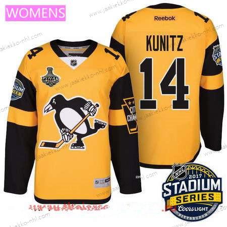 Miesten WoPittsburgh Penguins #14 Chris Kunitz Keltainen Stadium Series 2017 Stanley Cup Finals Patch Ommeltu NHL Reebok Jääkiekko Paita