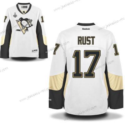 Miesten WoPittsburgh Penguins #17 Bryan Rust Valkoinen Road 2017 Stanley Cup NHL Finals Patch Paita