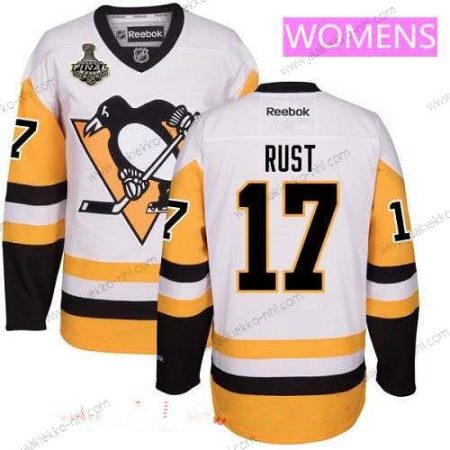 Miesten WoPittsburgh Penguins #17 Bryan Rust Valkoinen Vieraspaita 2017 Stanley Cup Finals Patch Ommeltu NHL Reebok Jääkiekko Paita