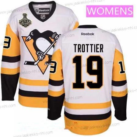 Miesten WoPittsburgh Penguins #19 Bryan Trottier Valkoinen Vieraspaita 2017 Stanley Cup Finals Patch Ommeltu NHL Reebok Jääkiekko Paita