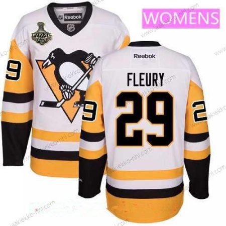 Miesten WoPittsburgh Penguins #29 Marc-Andre Fleury Valkoinen Vieraspaita 2017 Stanley Cup Finals Patch Ommeltu NHL Reebok Jääkiekko Paita