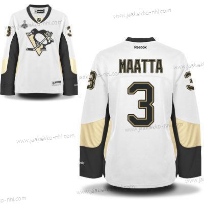 Miesten WoPittsburgh Penguins #3 Olli Maatta Valkoinen Road 2017 Stanley Cup NHL Finals Patch Paita