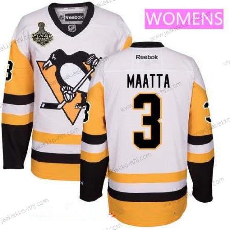 Miesten WoPittsburgh Penguins #3 Olli Maatta Valkoinen Vieraspaita 2017 Stanley Cup Finals Patch Ommeltu NHL Reebok Jääkiekko Paita