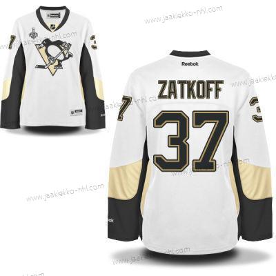 Miesten WoPittsburgh Penguins #37 Jeff Zatkoff Valkoinen Road 2017 Stanley Cup NHL Finals Patch Paita