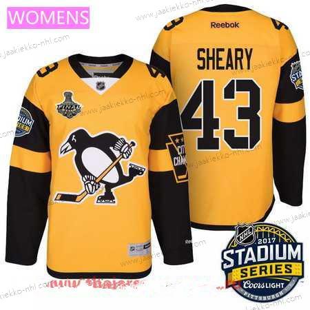 Miesten WoPittsburgh Penguins #43 Conor Sheary Keltainen Stadium Series 2017 Stanley Cup Finals Patch Ommeltu NHL Reebok Jääkiekko Paita