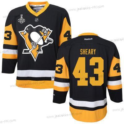 Miesten WoPittsburgh Penguins #43 Conor Sheary Musta With Keltainen 2017 Stanley Cup NHL Finals Patch Paita