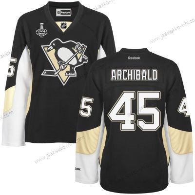 Miesten WoPittsburgh Penguins #45 Josh Archibald Musta Maajoukkue Color 2017 Stanley Cup NHL Finals Patch Paita