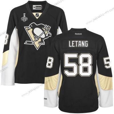 Miesten WoPittsburgh Penguins #58 Kris Letang Musta Maajoukkue Color 2017 Stanley Cup NHL Finals Patch Paita