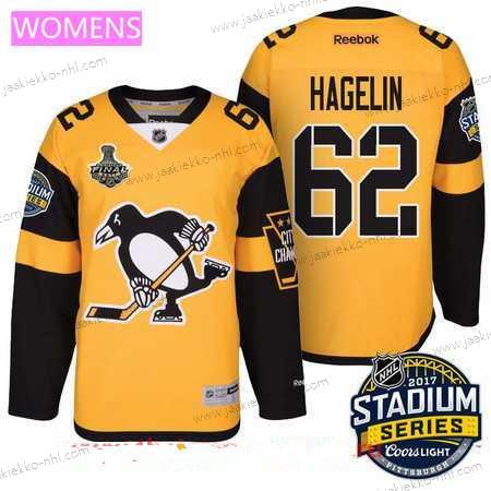 Miesten WoPittsburgh Penguins #62 Carl Hagelin Keltainen Stadium Series 2017 Stanley Cup Finals Patch Ommeltu NHL Reebok Jääkiekko Paita