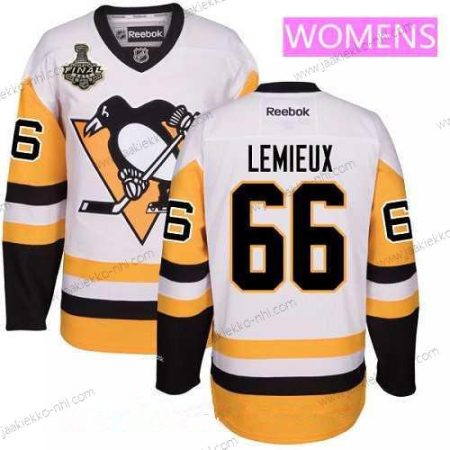 Miesten WoPittsburgh Penguins #66 Mario Lemieux Valkoinen Vieraspaita 2017 Stanley Cup Finals Patch Ommeltu NHL Reebok Jääkiekko Paita