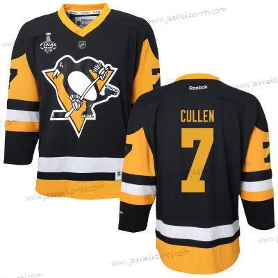 Miesten WoPittsburgh Penguins #7 Matt Cullen Musta With Keltainen 2017 Stanley Cup NHL Finals Patch Paita