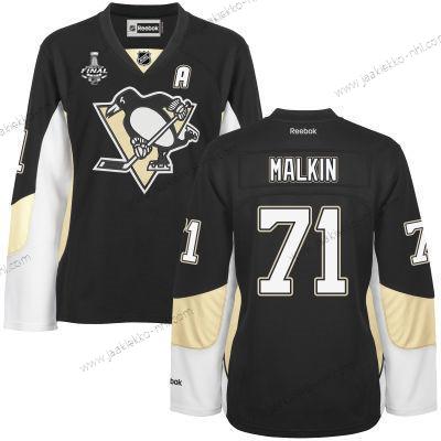 Miesten WoPittsburgh Penguins #71 Evgeni Malkin Musta Maajoukkue Color 2017 Stanley Cup NHL Finals A Patch Paita