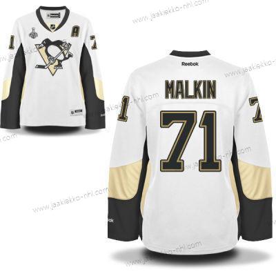 Miesten WoPittsburgh Penguins #71 Evgeni Malkin Valkoinen Road 2017 Stanley Cup NHL Finals A Patch Paita